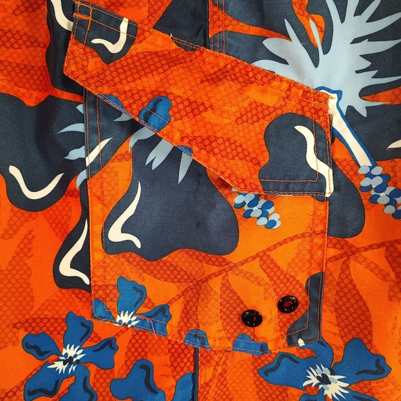 No Boundaries Men's Tropical Board Shorts Swim Trunks Size M 32/34 Orange Blue - Picture 2 of 7